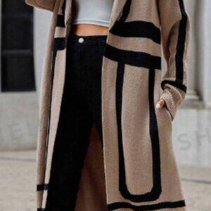Geo Pattern Drop Shoulder Cardigan